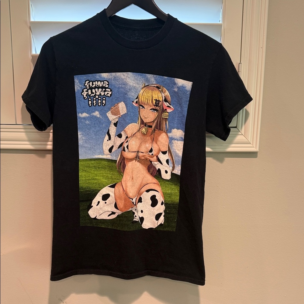 Black Graphic T-Shirt with Anime Print